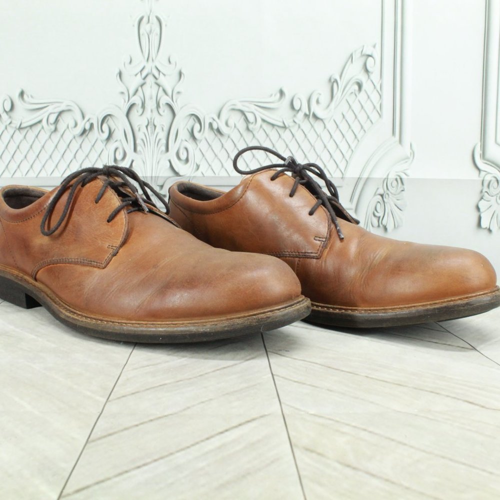 ECCO Brown Leather Comfortable Lace Up Dress Oxford Shoes Size 46 US 12.5 - Picture 3 of 9